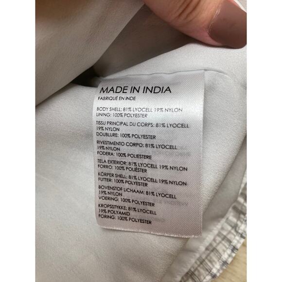 club monaco Grid Double V Tie Back Top small blouse - Picture 7 of 7